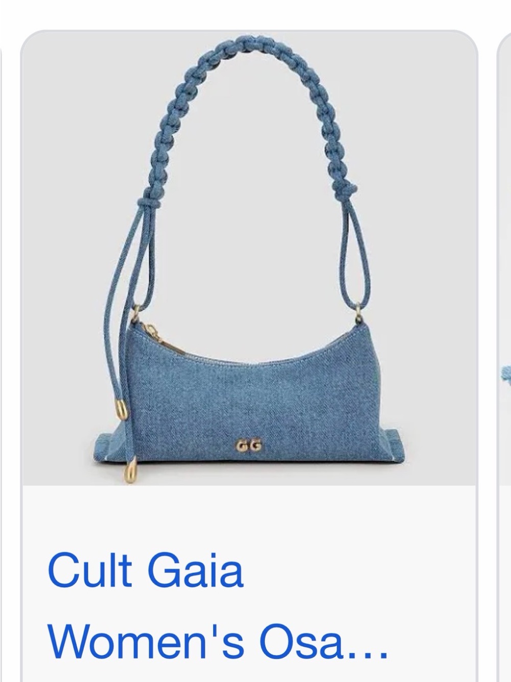 cult gaia blue denim Osa shoulder bag with braided strap